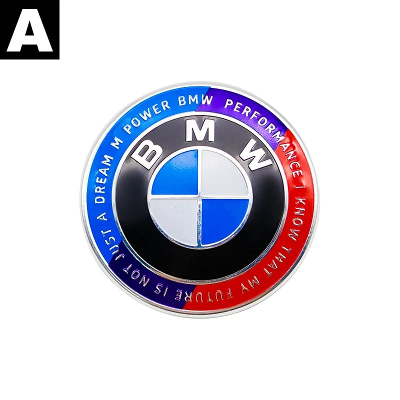 Carbon Fiber 50th Anniversary Front Rear Logo Kit for BMW 82mm 74mm Badge E46 E90 F30 F10   2-Pin Base DIY Replacement Decor Set