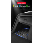 For Tesla Model Y Juniper Trunk Organizer Side Storage Box Boot Organizer Flocked TPE Mat Anti-dirty 2025 Car Travel Accessories