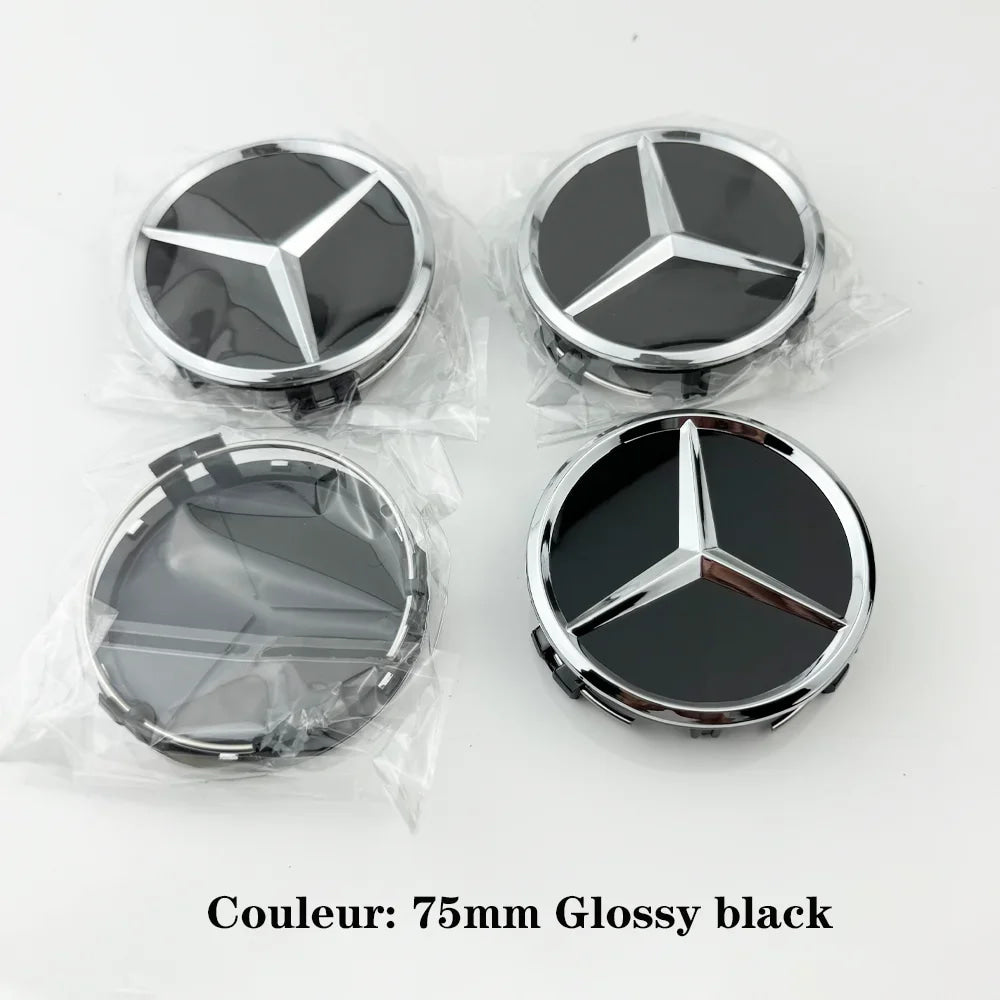 For AMG 4pcs 75MM Car Wheel Center Hub Caps Covers Mercedes Benz A B C S Class AMG GLA CLA GLC W176 W221 W204 W205 accessories