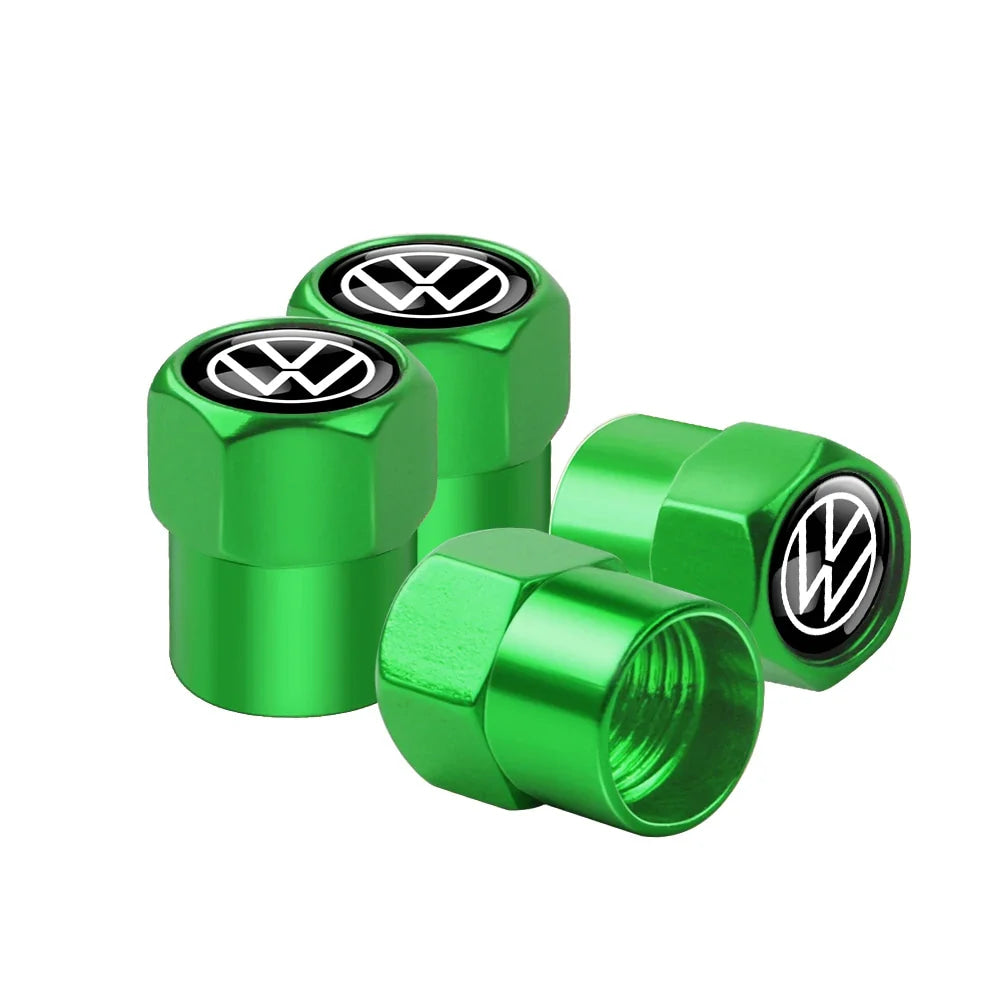 4Pcs Car Wheel Tires  Valve Caps Auto Exterior Accessories For Volkswagen GTI Golf Polo Passat RLine Magotan Jetta Bora Beetle R