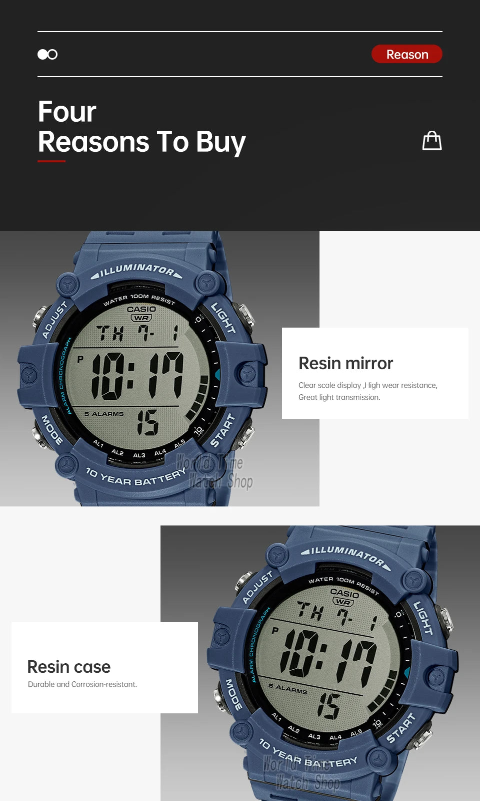 Casio watch menTen years of electricity top luxur set LED digital sport Waterproof quartz men watch relogio masculino AE-1500WH