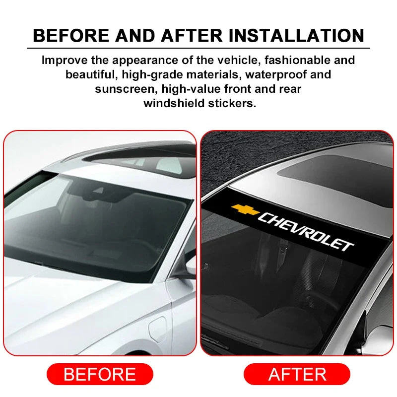 Easy Install Car Front Window Decoration Sticker CompatibleChevrolet Colorado Cruze Spark Captiva Malibu Trax Aveo Camaro Onix