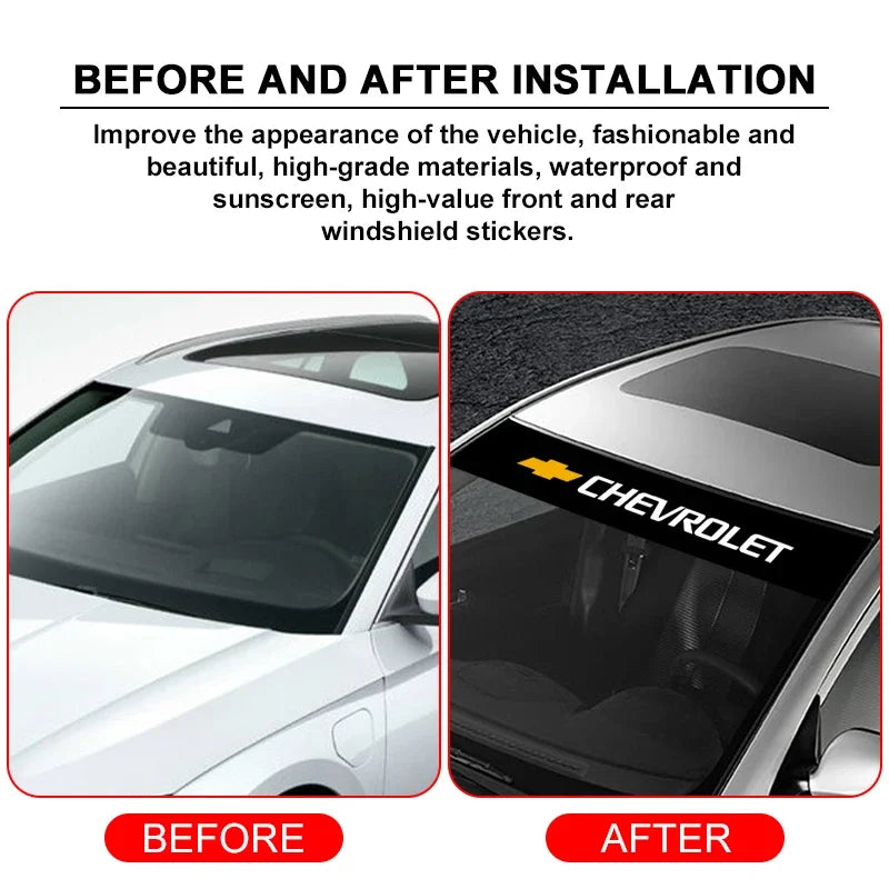 Easy Install Car Front Window Decoration Sticker CompatibleChevrolet Colorado Cruze Spark Captiva Malibu Trax Aveo Camaro Onix