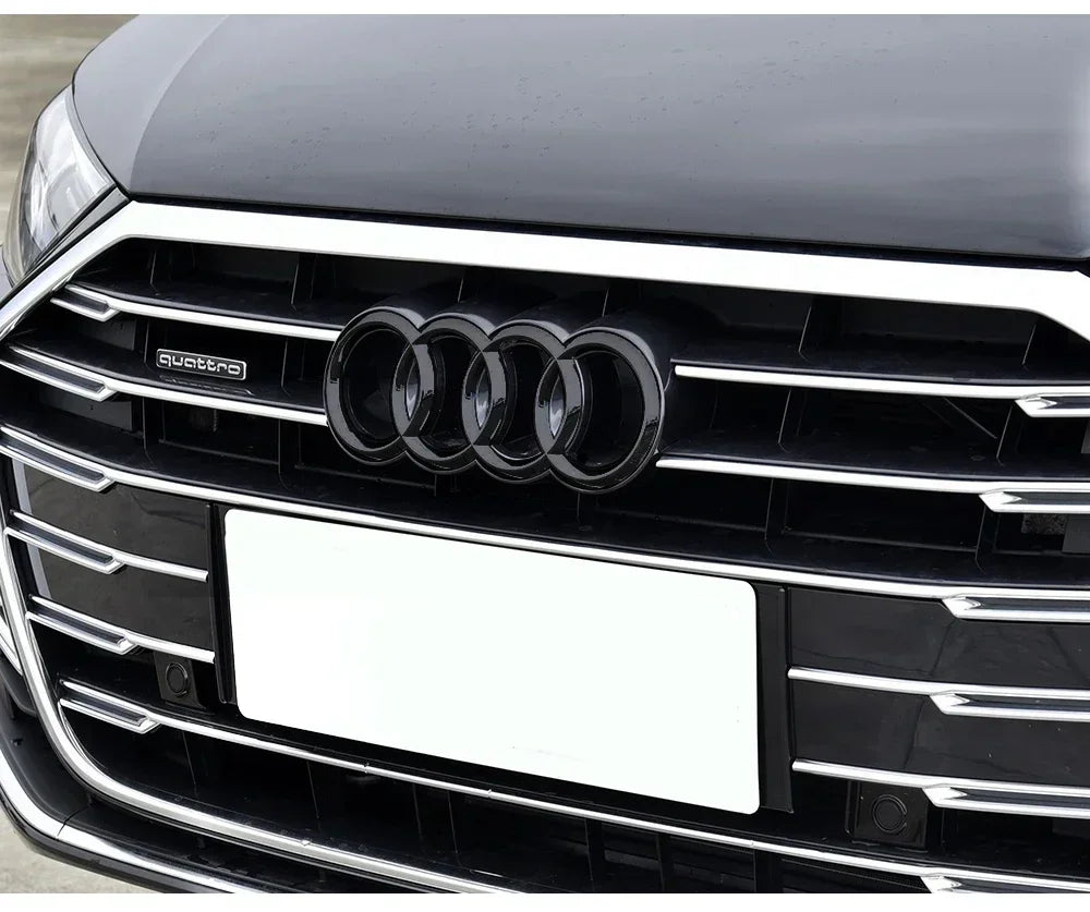 Car Logo Badge Black SFront Grille Rear Trunk 4Ring Sticker Emblem For Audi A1 A3 A4 A5 A6 A7 S3 S4 S5 S6 RS3 RS4 RS6 Q3 Q5 Q7