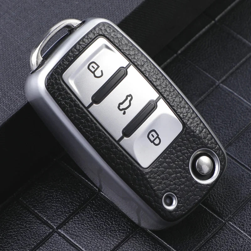 3 Buttons Key Case for Volkswagen Polo Tiguan Passat Golf Jetta Lavida Tpu Leather Protection Shell Bag For Skoda Octavia Seat