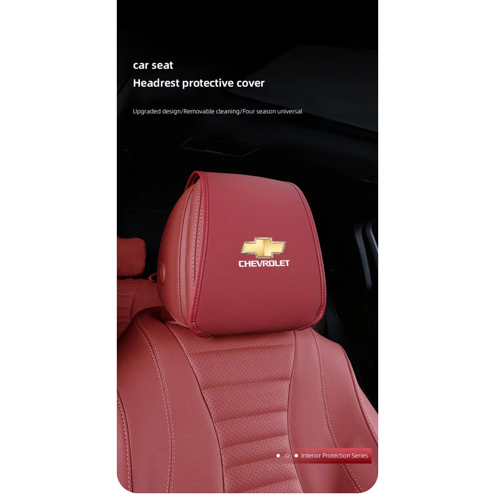 2Pcs Quality Leather Car Seat Headrest Covering Accessories For Chevrolet Corvette Montana TrailBlazer Silverado Traverse Camaro