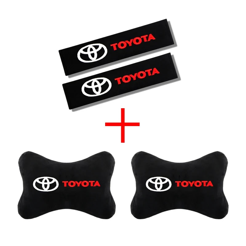Car exterior annual inspection stickers For Toyota Car Set Car Head Neck Rest Pillow Auto Seat belt Pads Headrest cover
