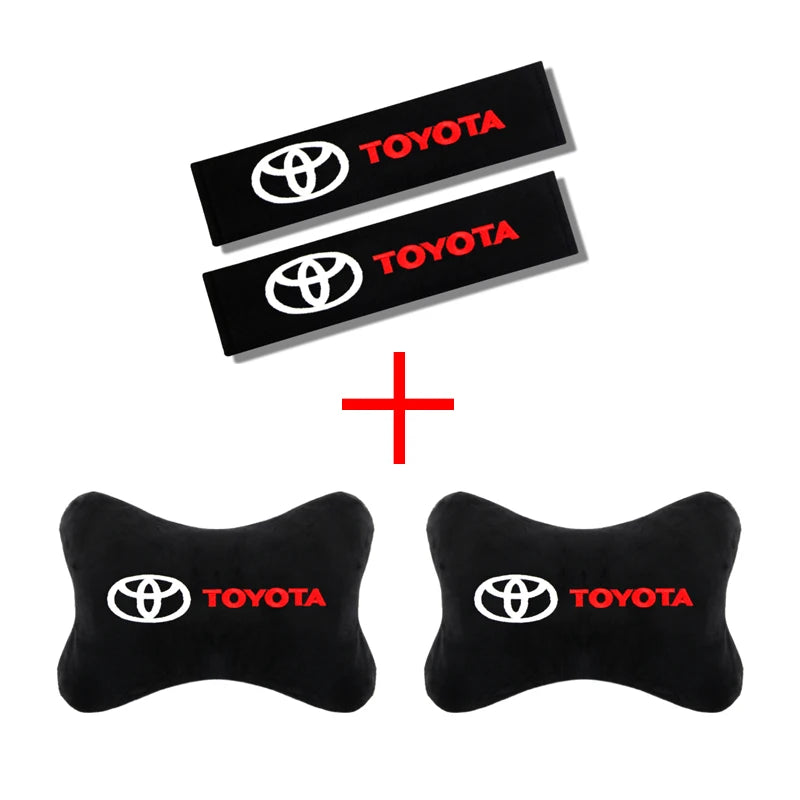 Car exterior annual inspection stickers For Toyota Car Set Car Head Neck Rest Pillow Auto Seat belt Pads Headrest cover