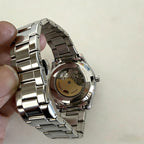 ORIENT Automatic Mechanical Watch Men's Stainless Steel Strap Skeleton Dial White Gold Needle Luminous 50M Waterproof Sapphire