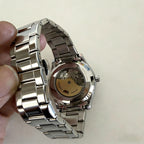 ORIENT Automatic Mechanical Watch Men's Stainless Steel Strap Skeleton Dial White Gold Needle Luminous 50M Waterproof Sapphire