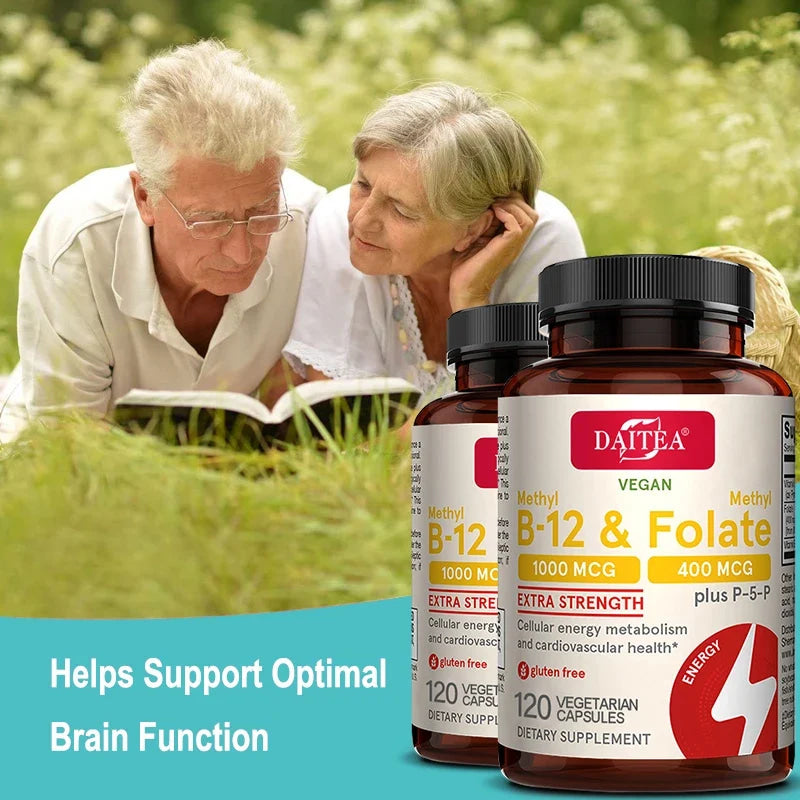Folic Acid Supplement - Contains Vitamin B6, B12, Promotes Heart Health, Nervous System Health, Energy, and Immunity