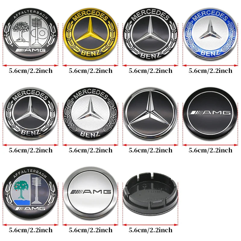 4pcs 56mm 75mm Car Wheel Center Hub Caps Cover Auto Accessories Mercedes Benz Amg C180 C200 C260 W108 W124 W126 W140 W168 W176