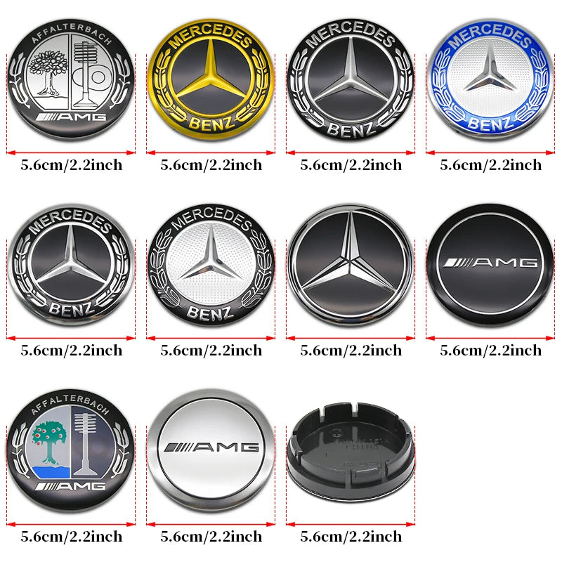 4pcs 56mm 75mm Car Wheel Center Hub Caps Cover Auto Accessories Mercedes Benz Amg C180 C200 C260 W108 W124 W126 W140 W168 W176