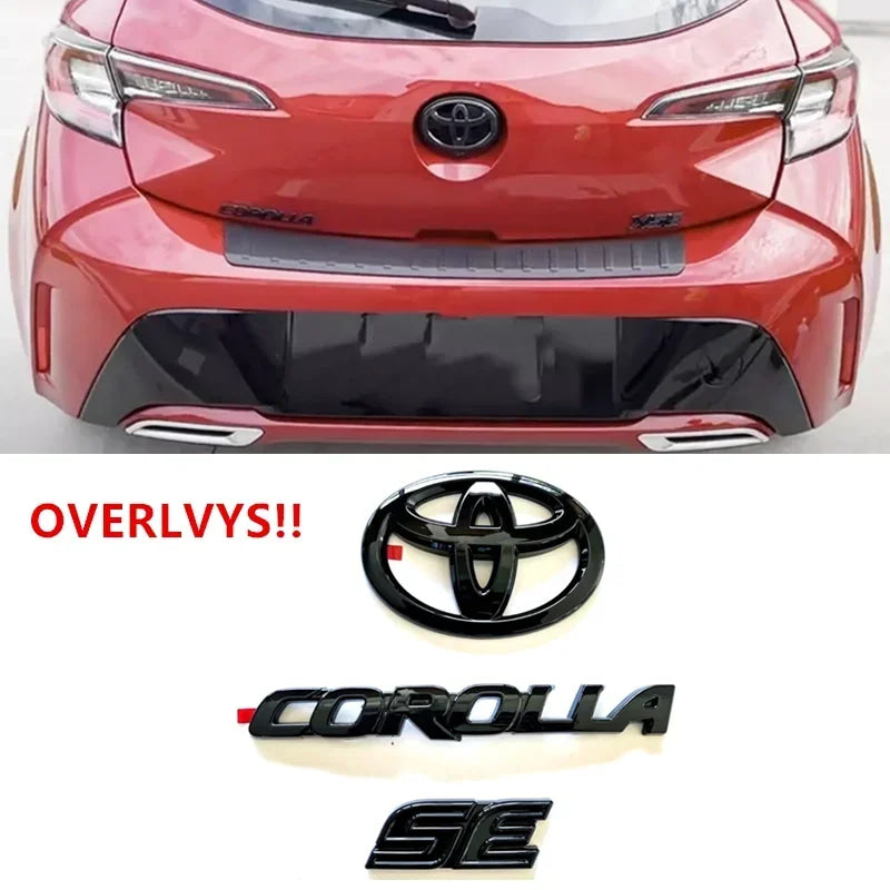 3PCS ABS car logo Glossy Black Overlay EMBLEM for Toyota COROLLA 2020-2024 SEDAN SE LE PT948 FIT SEDAN ONLY trunk car accessory