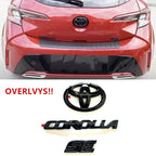 3PCS ABS car logo Glossy Black Overlay EMBLEM for Toyota COROLLA 2020-2024 SEDAN SE LE PT948 FIT SEDAN ONLY trunk car accessory