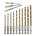 Mango Hexagonal, 13 piezas, taladro helicoidal chapado en titanio, 1,5-6,5mm, taladro eléctrico, destornillador de aire de perforación, juego de accesorios de herramientas