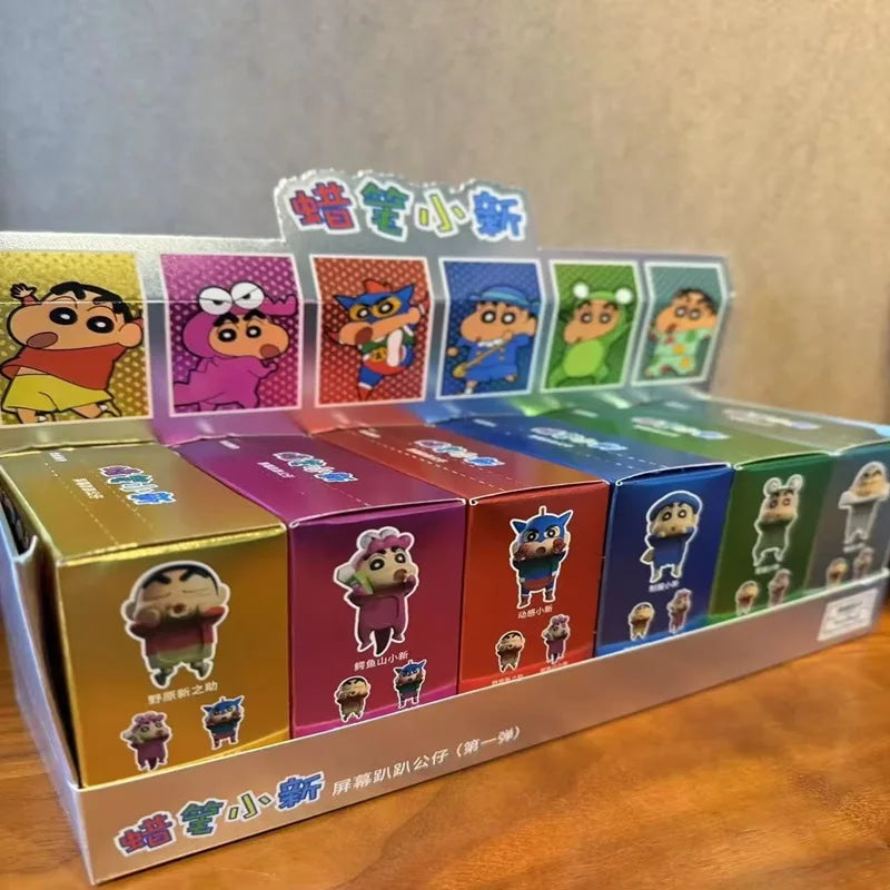 Kucikuji Original Crayon Shin Chan Blind Boxs Toys Kawaii Figures Anime Model Mobile Phone And Computer Screen Car Ornament Toys