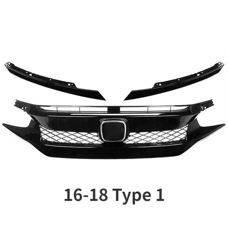 For Honda Civic 10th Gen 2016-2021 Front Grille Racing Grill Net Car Grid Splitter Upper Bumper Hood Mesh Grills