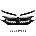 For Honda Civic 10th Gen 2016-2021 Front Grille Racing Grill Net Car Grid Splitter Upper Bumper Hood Mesh Grills
