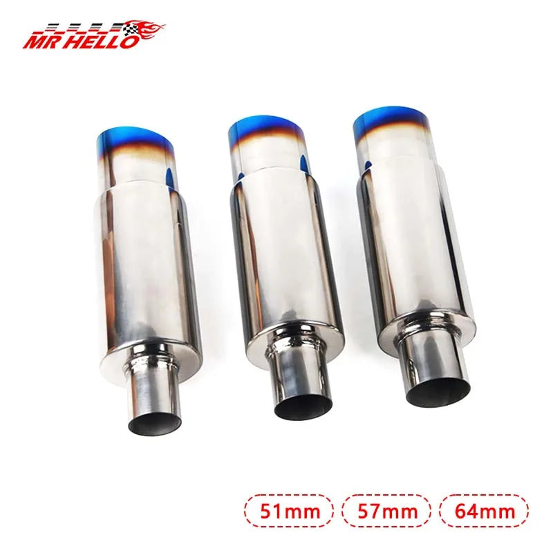 Car Exhaust Pipe Muffler Tail Pipe Universal High Quality Stainless Steel Interface 51 57 64MM Exhaust System End 88mm