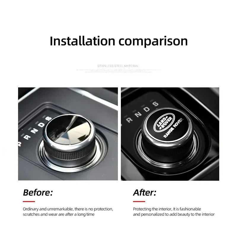 Shift Knob Decoration Metal Cover Car Console Button Sticker For Land Rover Discovery 2 3 4 Range Rover Freelander SV SVR Velar