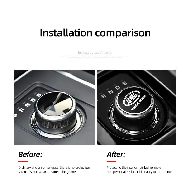 Shift Knob Decoration Metal Cover Car Console Button Sticker For Land Rover Discovery 2 3 4 Range Rover Freelander SV SVR Velar
