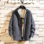 Autumn and Winter New Fleece Thicken Large Size Casual Loose Sweater Men's Jacket Stand-up Collar Cardigans