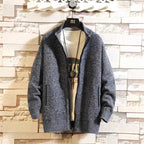 Autumn and Winter New Fleece Thicken Large Size Casual Loose Sweater Men's Jacket Stand-up Collar Cardigans