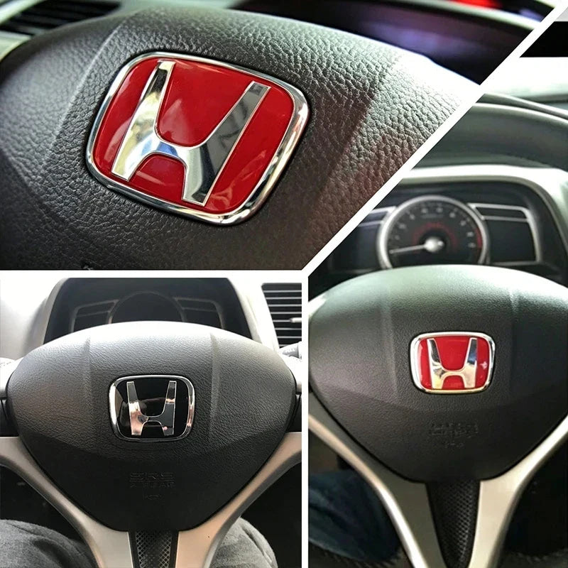 Honda Car Steering Wheel Logo Emblem H Badge Sticker for Honda Civic Accord CR-V Fit HRV Odyssey Vezel Auto Interior Accessories