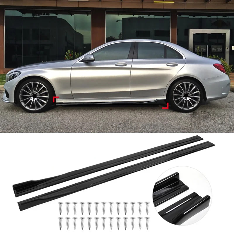 For 2015+ Mercedes-Benz Accessories W205 C63 C43 4Doors AMG C-Class Side Skirt Extension Diffusor 8Pcs ABS Lip