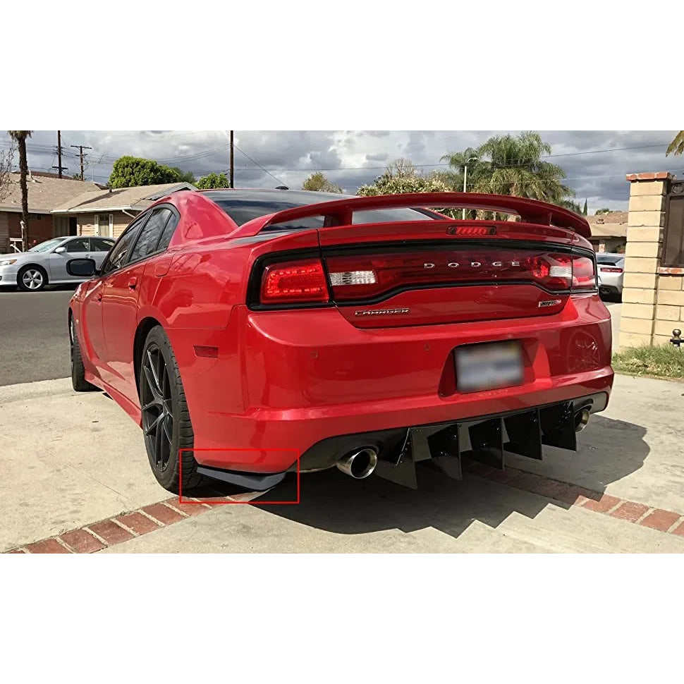2Pcs/Set Glossy Black JDM Racing Rear Bumper Lip Canard Protector Splitter Diffuser Valence Spoiler Fin Trim W/ Screws Universal