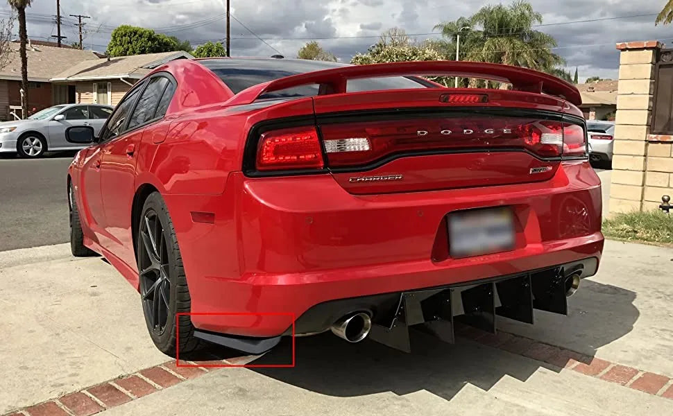 2Pcs/Set Glossy Black JDM Racing Rear Bumper Lip Canard Protector Splitter Diffuser Valence Spoiler Fin Trim W/ Screws Universal