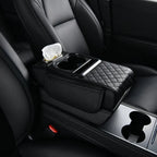 Reposabrazos para Coche 5 en 1: Caja para Pañuelos, Portavasos, Bolsa de Almacenamiento Multifuncional, Almohadilla Elevadora y Cojín con Bolsillo