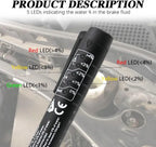 Pluma de prueba de líquido de frenos, herramienta de prueba de diagnóstico de frenos automático, analizador de humedad de aceite de fluido hidráulico con 5 luces indicadoras