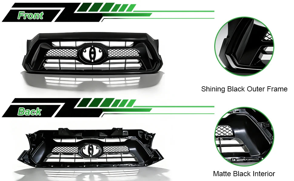Front Grille Grill Compatible With 2012 2013 2014 2015 Toyota Tacoma Pickup Truck TRD Style Front Bumper Mesh Grill Assembly