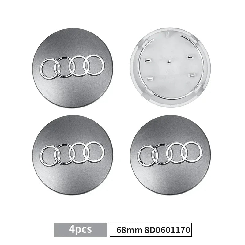 For Audi A8 A5 A6 C5 C6 C7 A7 A1 A3 A4 B5 Q3 Q5 Q7 TT 4pcs 60mm 61mm 68mm 69mm Car Wheel Hub Center Caps Rim Cover Accessories