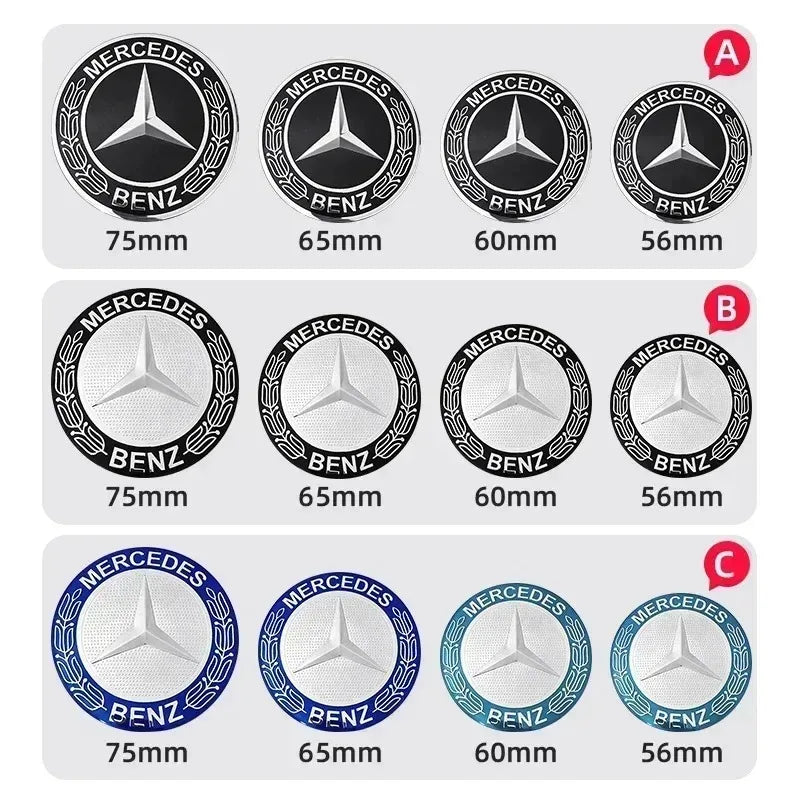 56mm 60mm 65mm 75mm Car Wheel Center Hub Caps Cover Rim Exterior Sticker For Mercedes Benz A B C E Class GLC GLK GLE GLA CLA GLB