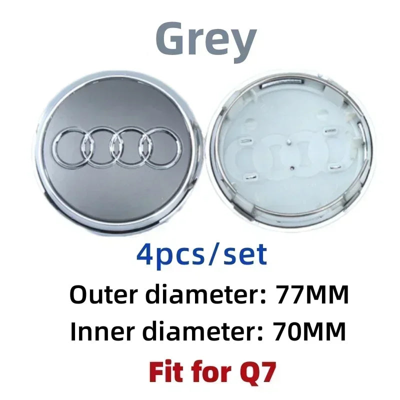 For Audi 60/61/68/69/77MM 4pcs Car Wheel Center Hup Cap Cover A4 A6L A7 A8 A3 A5 A6 S3 S4 Q3 Q5 Q5L Q7 Modification