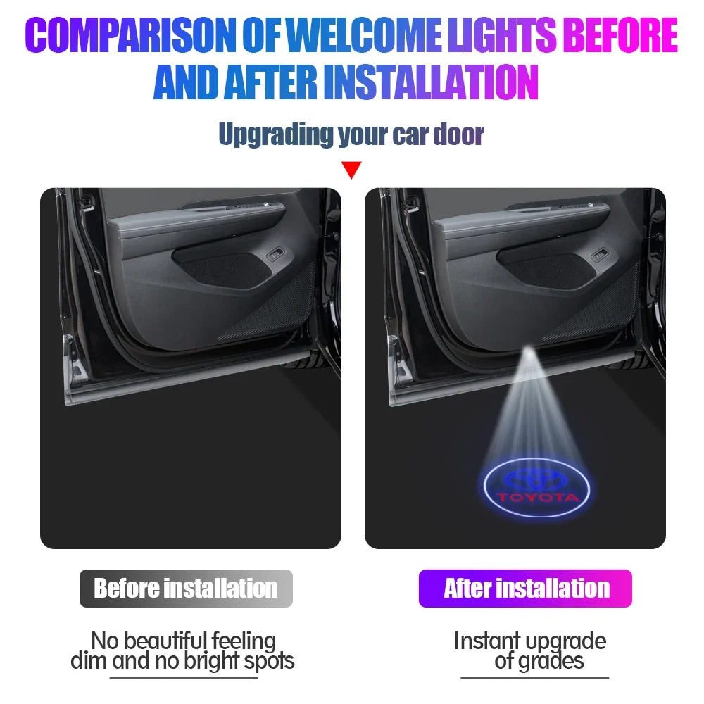 Night Light sticker For Toyota Led Car Door Welcome Lamp Laser Projector Logo Camry Corolla Prius RAV4 Land Cruiser Prado Tundra