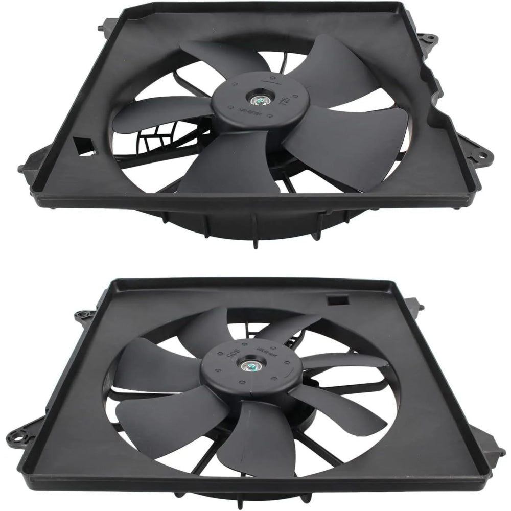 2Pcs AC Condenser Radiator Cooling Motor Fan Black For 2013-2017 Honda Accord Touring