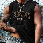 Men's summer fashion casual sports loose Boston est 1997 Print comfortable breathable round neck sleeveless vest