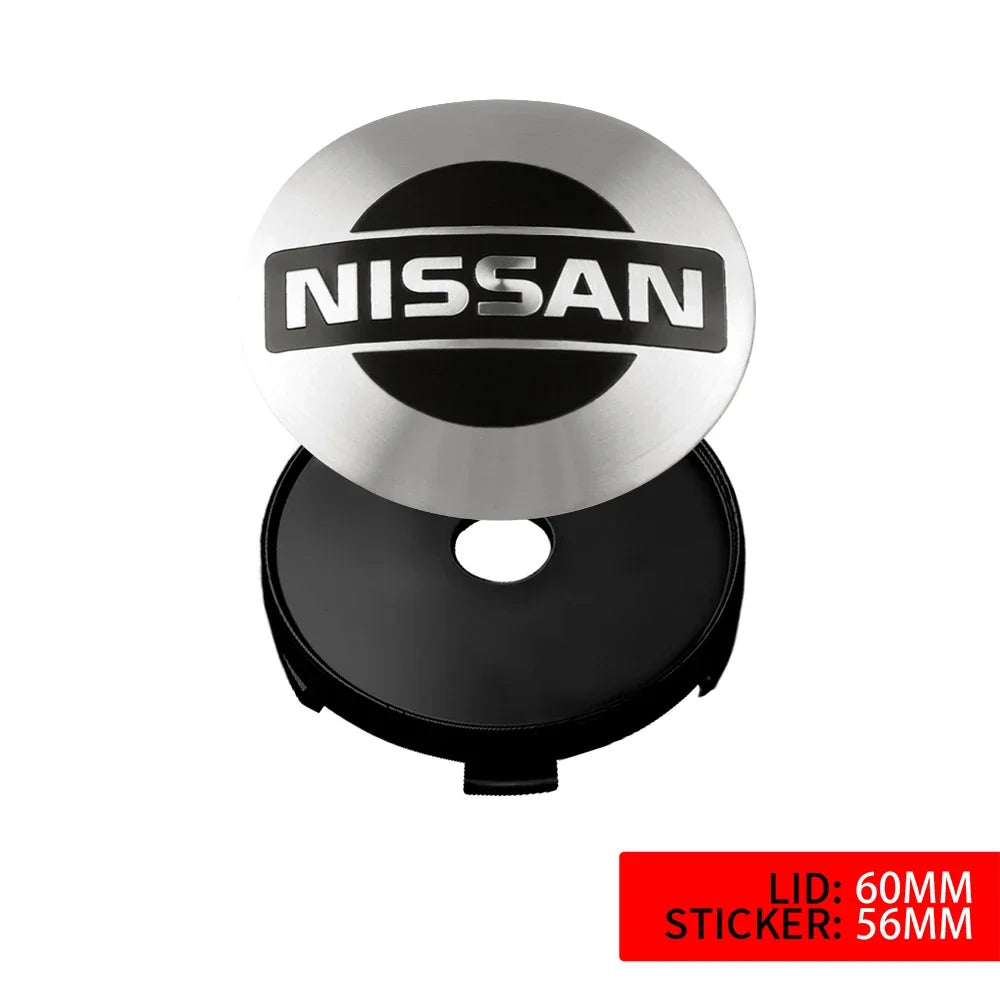 4Pc 56/60mm Wheel Center Hub Rim Caps Car Wheel Hub Covers Fit For Nissan X-Trail Qashqai Almera Note Leaf J10 Teana V36 Tiida