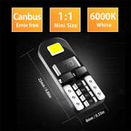 10/2Pcs T10 W5W LED Canbus No Error 194 168 501 Bulb 5W5 Car Interior Lights Lamp Map Dome Reading Lights 12V 6000K White