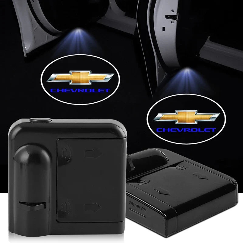 LED Car Door Welcome Light Decoration Light Car Badge logo For Chevrolet Onix Cruze Silverado Impala Equinox Malibu Tahoe Cobalt