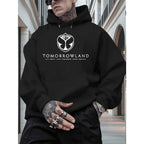 2025Men'S Hoodie with "TOMORROWLAND" Graphic - Casual Pullover Sweatshirt Long Sleeve Regular Fit Fall/Winter Casual Wear Hoodie