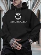2025Men'S Hoodie with "TOMORROWLAND" Graphic - Casual Pullover Sweatshirt Long Sleeve Regular Fit Fall/Winter Casual Wear Hoodie