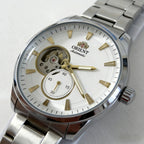 ORIENT Automatic Mechanical Watch Men's Stainless Steel Strap Skeleton Dial White Gold Needle Luminous 50M Waterproof Sapphire