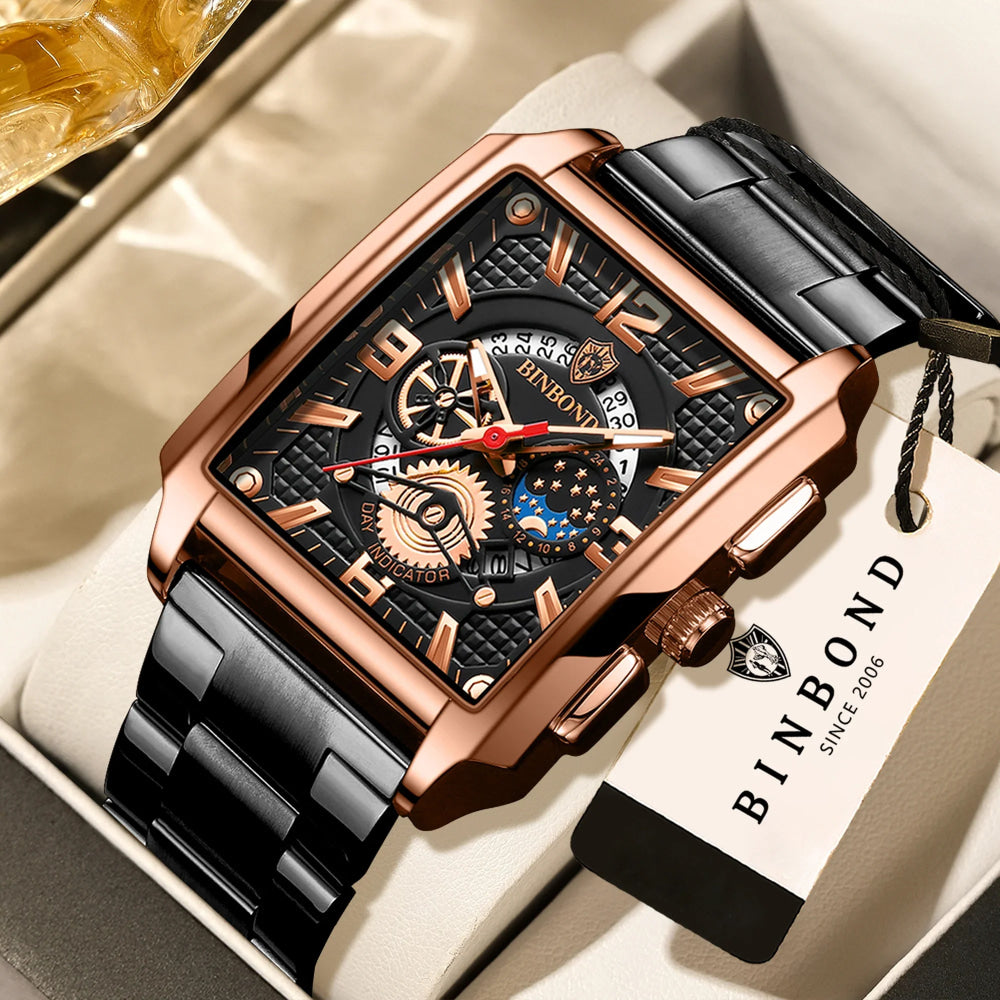 BINBOND Luxury quartz wristwatches luminous waterproof auto date chronograph men's watch business sport fashion casual reloj