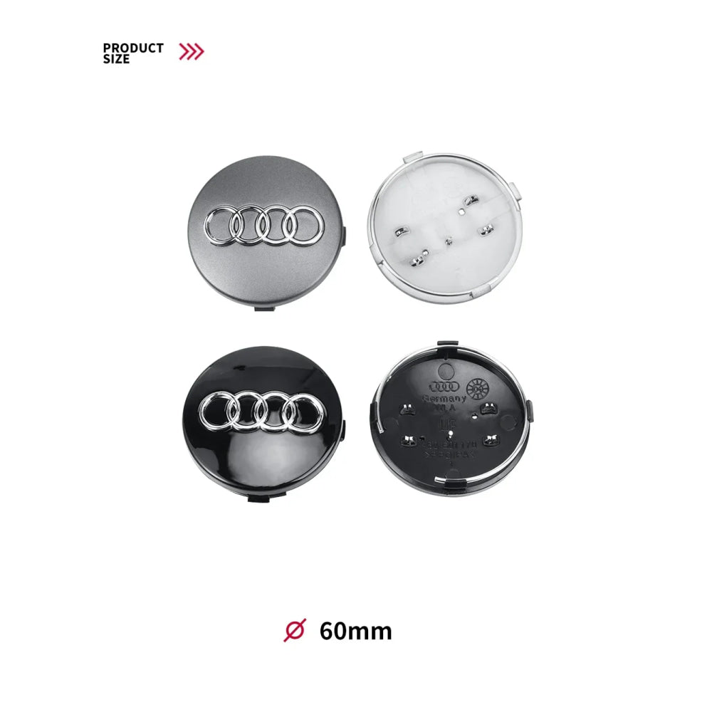For Audi A8 A5 A6 C5 C6 C7 A7 A1 A3 A4 B5 Q3 Q5 Q7 TT 4pcs 60mm 61mm 68mm 69mm Car Wheel Hub Center Caps Rim Cover Accessories