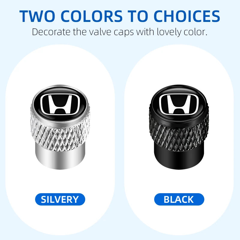 Car Tire Stem Valve Caps Aluminium Car Dustproof Caps Tire Wheel Stem Air Valve Caps For Honda Civic XR-V HR-V City Accord Jazz